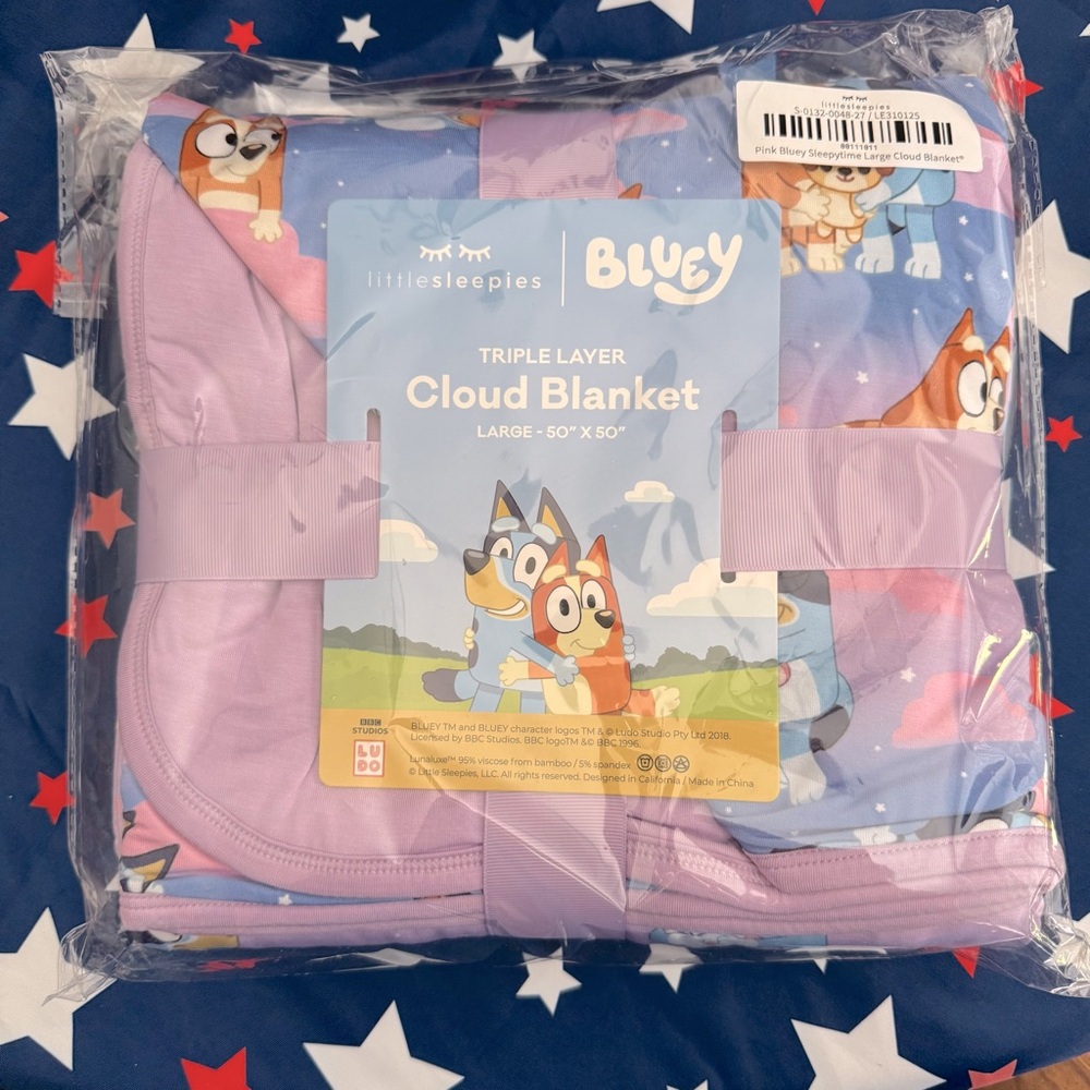 Little Sleepies Pink Purple Bluey Cloud Blanket